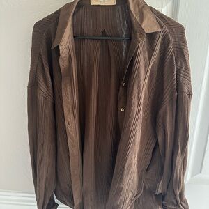 Free People (Free-Est) Brown Button-Up Shirt